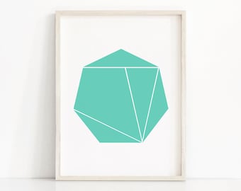 Mint Green Wall Art Print, Instant Digital Download Art, Geometric Art, Mint Decor, Printable Home Decor, Modern Art 8x10 Print