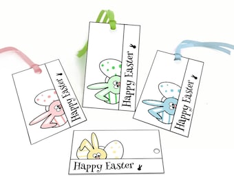 Easter printable tags, Easter bunny gift tags, Easter printables, Easter favor tags, Happy Easter Printable