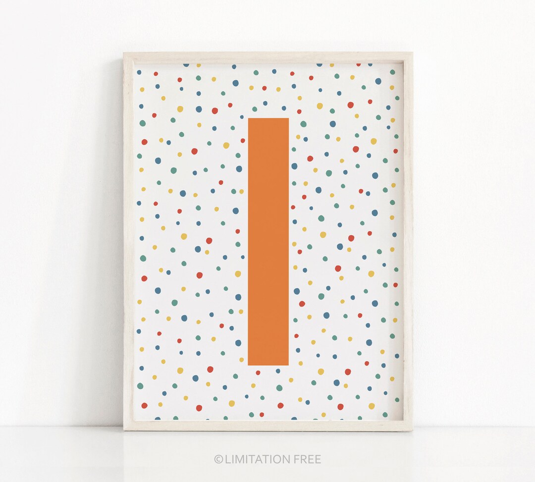 Initial Nursery Print, Colourful Nursery Wall Art, Printable Letter Art ...