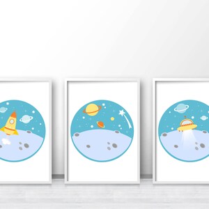 Outer Space Kids Wall Art, Rocket Ship Print, Boys Room Decor, Space ...