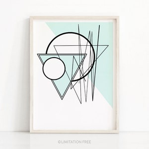 Digital Download Art, Wall Art Printable, Abstract Geometric Art Print, Mint Green Decor, Instant Download Printable Art, Abstract Art Print