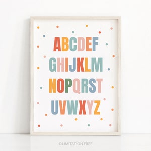 Alphabet Print, Playroom Wall Art, Kids Wall Art Printable, Kids Room Print, Classroom Printable, ABC Poster, Nursery Art, Alphabet Poster