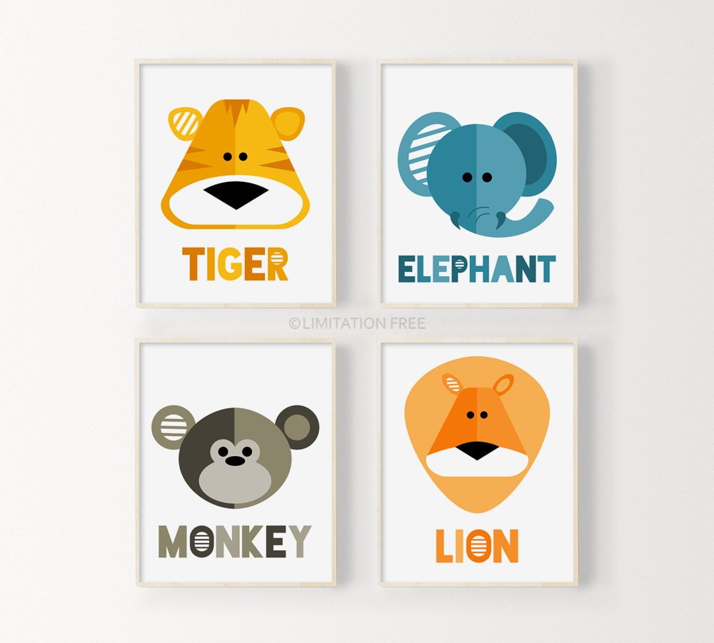 Jungle Animals Nursery Prints Printable Kids Art Kids | Etsy
