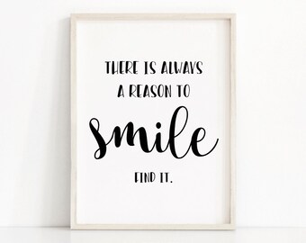 Quote Print Smile, Digital Download Art, Printable Wall Art, Black White Print, Printable Quote, Typography Print, Wall Art Quote, Art Print