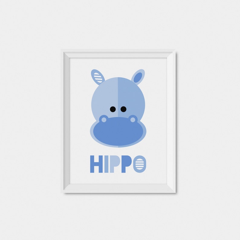 Hippo Nursery Print Printable Nursery Art Baby Animal Etsy