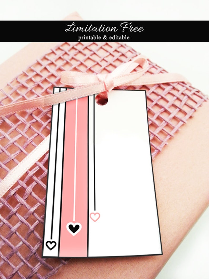 Printable love gift tags, printable tags, heart gift tags, favor tags, editable tags image 1