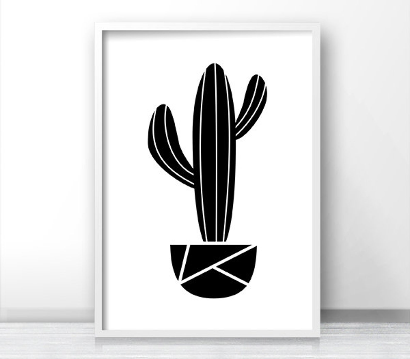 Cactus Print Digital Download Art Printable Wall Art Black | Etsy