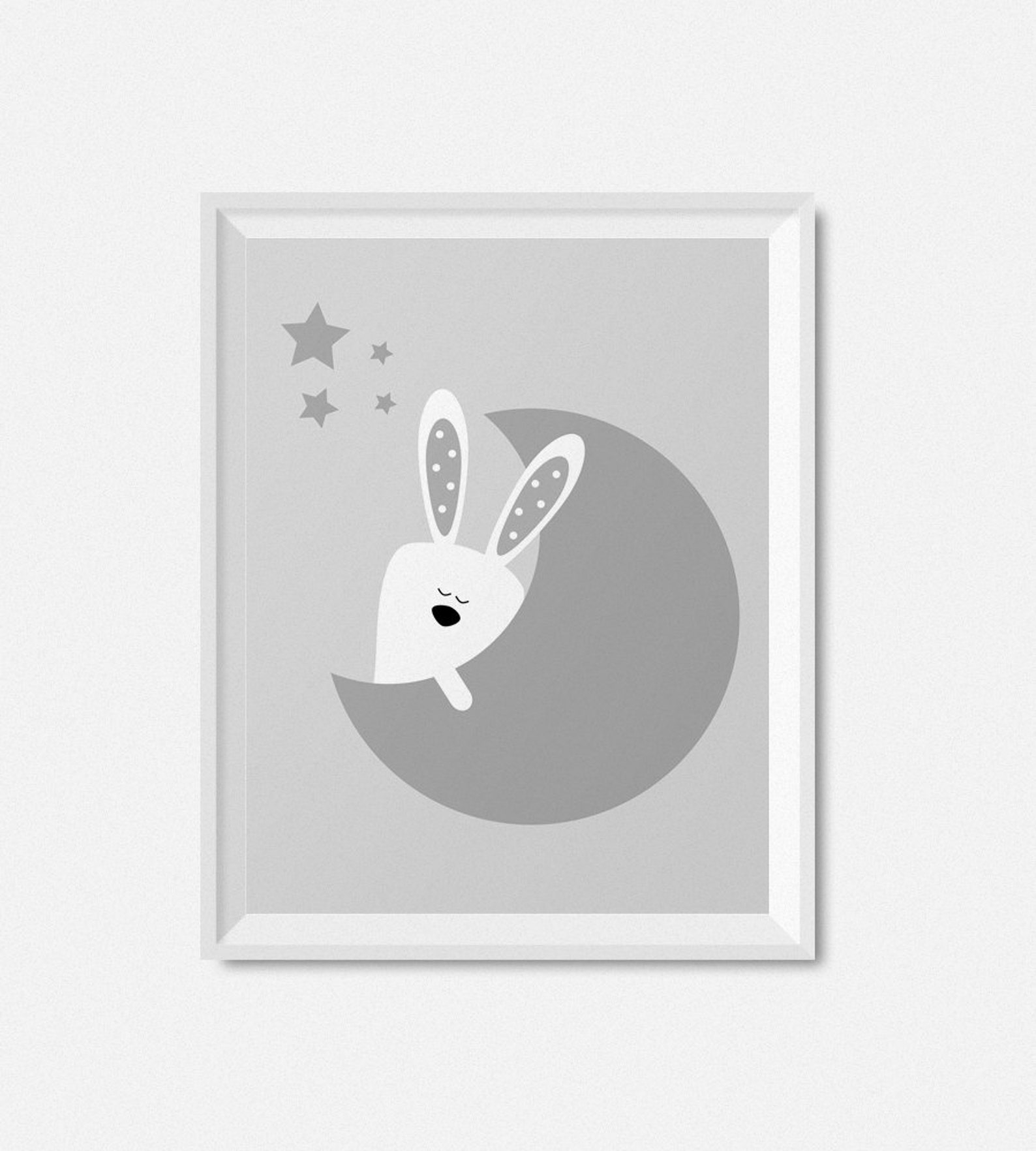 Moon and Stars Nursery Print Bunny Nursery Printable Baby Etsy