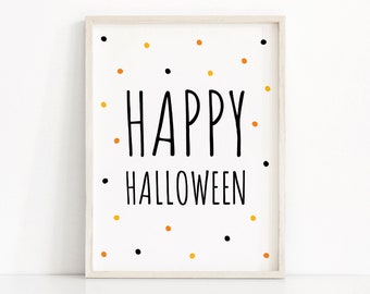 Halloween Print Download, Happy Halloween Printable Art, Halloween Wall Art, Halloween Home Decor, Halloween Printables, Instant Download