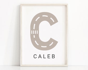 Kids Name Print, Road Letter Print, Car Kids Art, Boys Room Wall Art, Toddler Prints, Cars Nursery Decor, Transportation Prints, Boys Prints