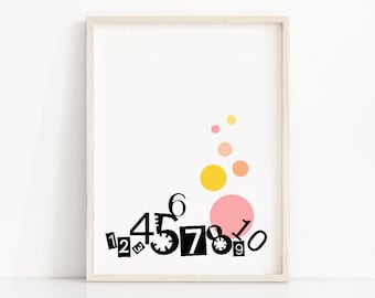 Printable Kids Wall Art, Instant Download Modern Kids Room Print,  Numbers Playroom Decor, Digital Download Kids Art Print,  Kids Wall Decor