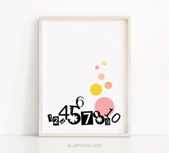 Printable Kids Wall Art, Instant Download Modern Kids Room Print,  Numbers Playroom Decor, Digital Download Kids Art Print,  Kids Wall Decor