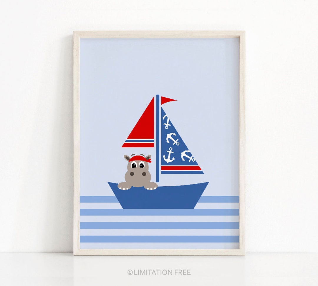 Sailboat Baby Art, Nautical Nursery Print, Boy Nursery Wall Art Print ...