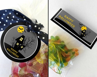 Printable Halloween Favor Tags And Bag Topper, Instant Download Halloween Printables