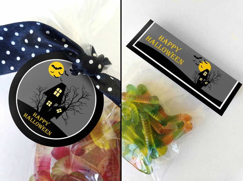 Printable Halloween Favor Tags And Bag Topper, Instant Download Halloween Printables image 1