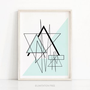 Instant Download Printable Art, Modern Wall Art Printable, Abstract Art Print, Digital Download Geometric Art, Mint Decor, Abstract Print