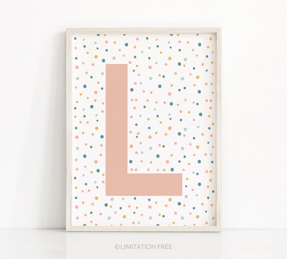 Printable Letter Wall Art, Nursery Print, Girls Room Art, Coral Nursery Decor, Letter L Print, Initial Letter For Nursery, Coral Wall Art