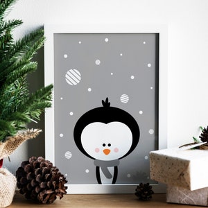 Penguin Christmas Print, Instant Download Printable Christmas Art, Holiday Print, Christmas Wall Art, Digital Download Christmas Decor image 3