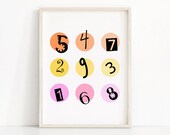 Kids wall art print,  Nursery numbers art, Kids room decor,  Numbers print, Nursery art, Childrens art,  Kids printable , Kids numbers print