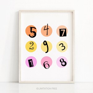 Kids wall art print,  Nursery numbers art, Kids room decor,  Numbers print, Nursery art, Childrens art,  Kids printable , Kids numbers print