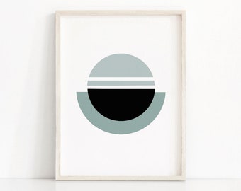 Arte abstracto de la pared, impresión geométrica, arte de descarga digital, impresión moderna del arte de la pared, impresión abstracta, impresión de la pared de la decoración del hogar azul y negro