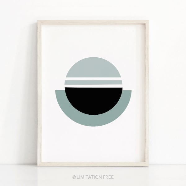 Abstract Wall Art, Geometric Print,  Digital Download Art, Modern Wall Art Print,  Abstract Print, Teal Blue And Black Home Decor Wall Print