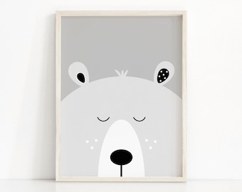 Bear Print, Digital Download Nursery Print, Bear Nursery Decor, Kids Art, Animal Print For Nursery, Kids Print, Instant Download Printable