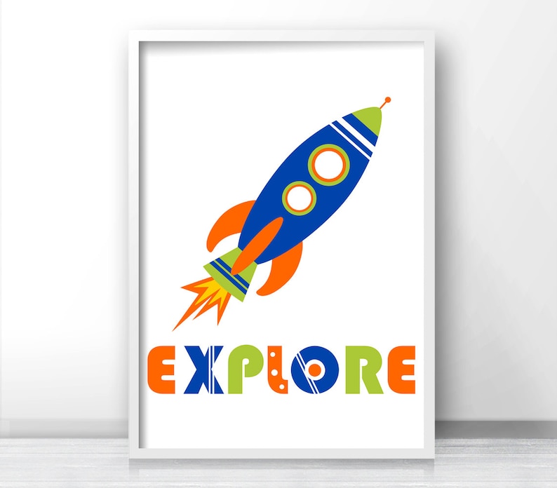 Rocket Wall Art Kids Print Space Nursery Print Boys Room Etsy