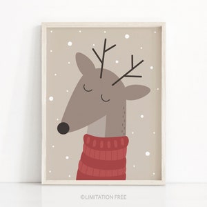 Reindeer Print Download, Printable Christmas Wall Art, Christmas Reindeer Decor, Holiday Decor, Christmas Instant Download, Holiday Wall Art