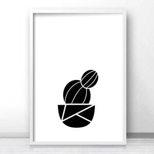 Cactus Printable Wall Art, Instant Download Print, Black and White Wall ...