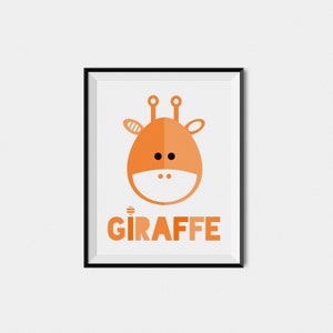 Giraffe nursery wall art, orange nursery print, printable art for kids, animal nursery decor art, kids print, baby animal print, giraffe art image 5