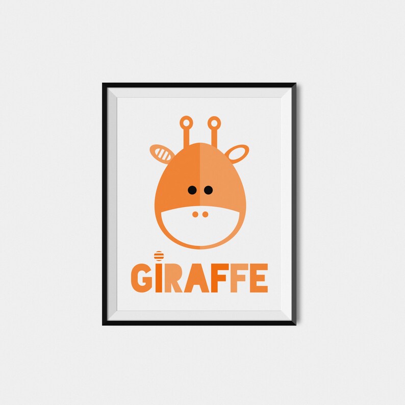 Giraffe nursery wall art, orange nursery print, printable art for kids, animal nursery decor art, kids print, baby animal print, giraffe art image 5