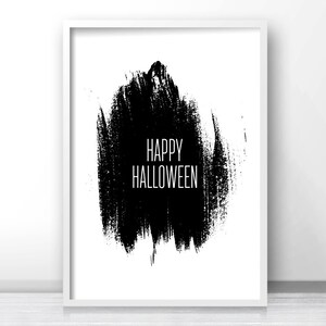 Printable Halloween Decor, Happy Halloween Print, Instant Download Halloween Printables, Fall Print, Black And White Halloween Wall Art 8x10