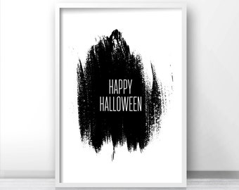 Printable Halloween Decor, Happy Halloween Print, Instant Download Halloween Printables, Fall Print, Black And White Halloween Wall Art 8x10