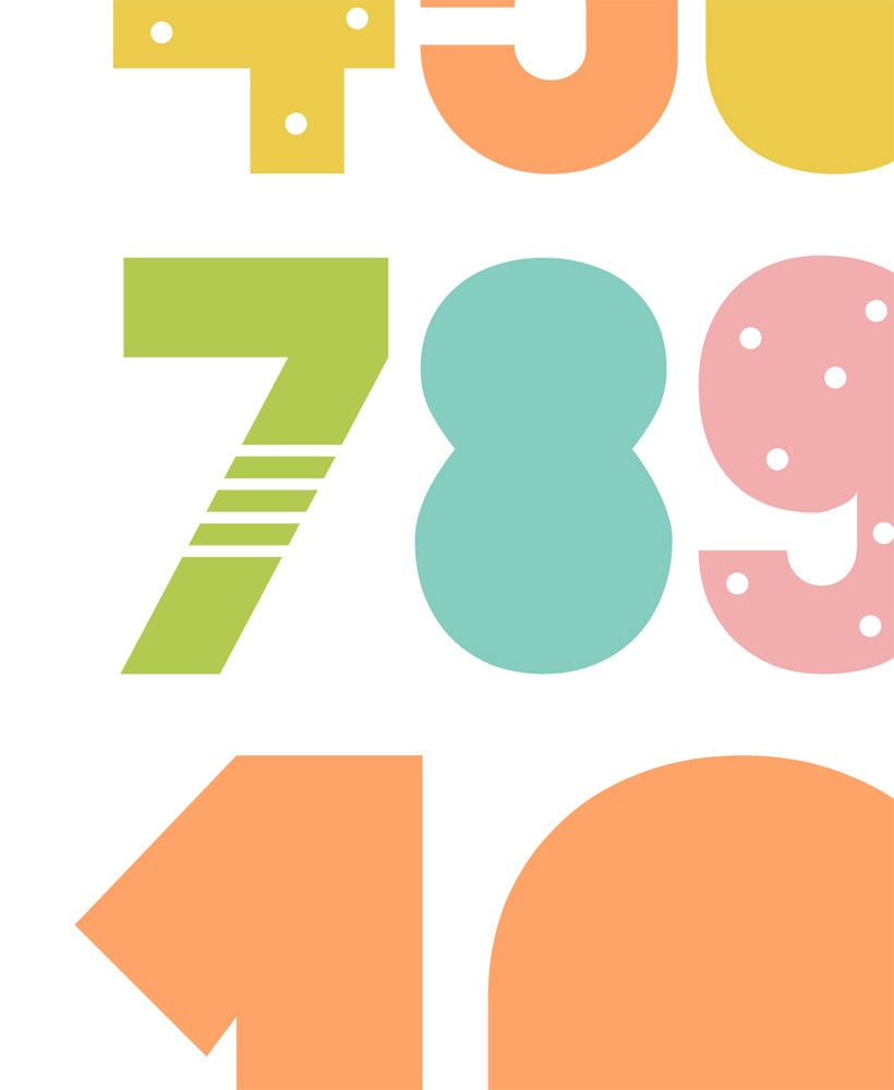 Numbers Kids Print Playroom Decor Kids Wall Art Pastel | Etsy