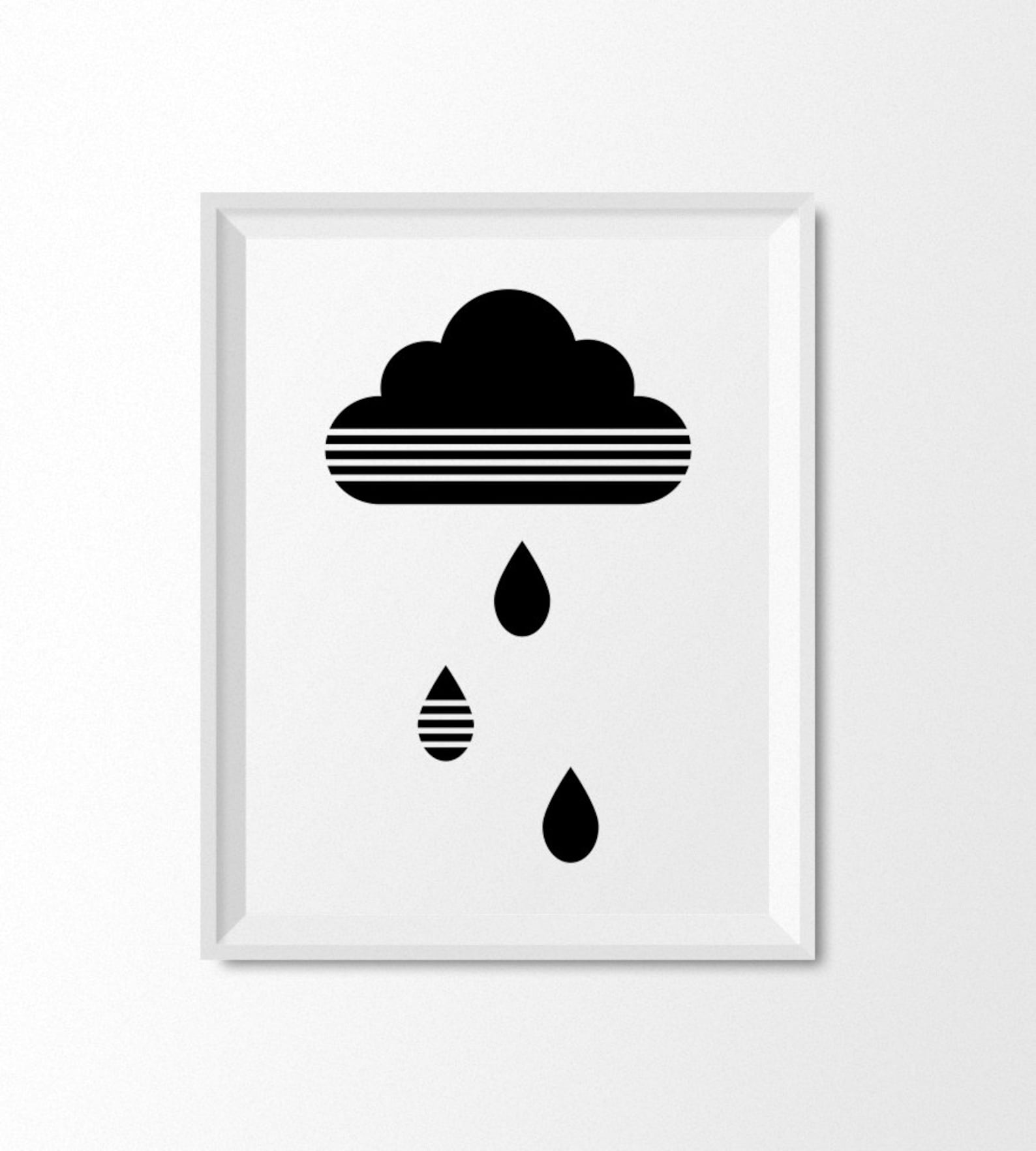 Monochrome Nursery Wall Art Print, Cloud Nursery Print, Kids Art Print