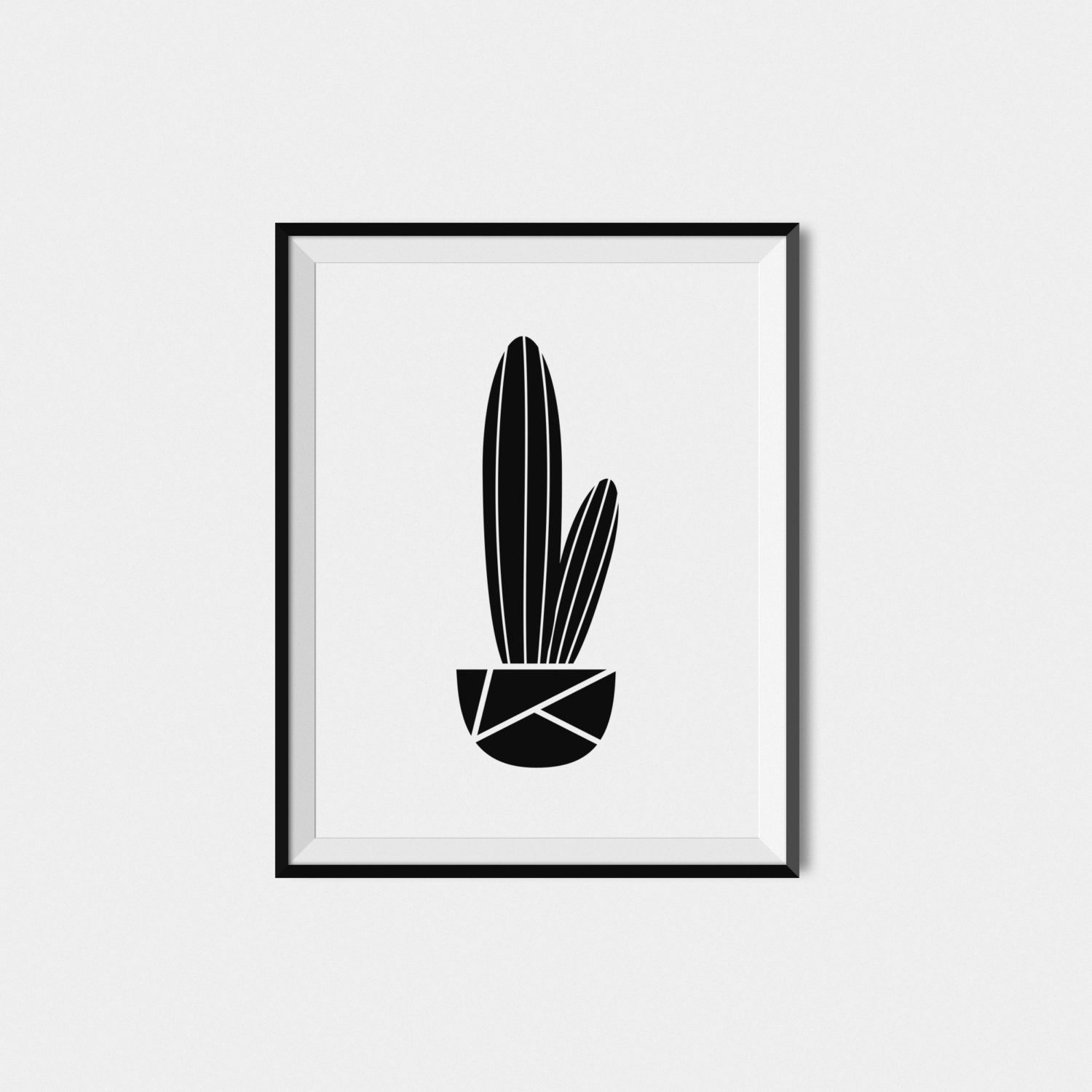 Cactus Wall Art Print Digital Download Art Black And White Etsy