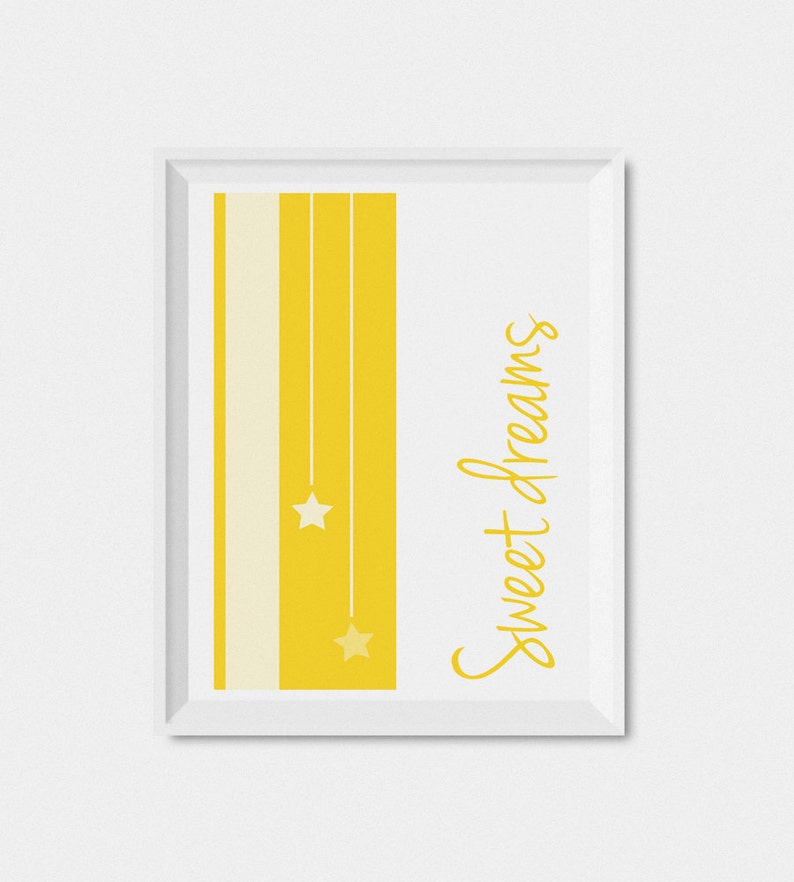 Sweet Dreams Nursery Print, Printable Nursery Art, Gender neutral Baby Wall Art, Digital Nursery Art Yellow Nursery Decor, Baby Art Print image 4