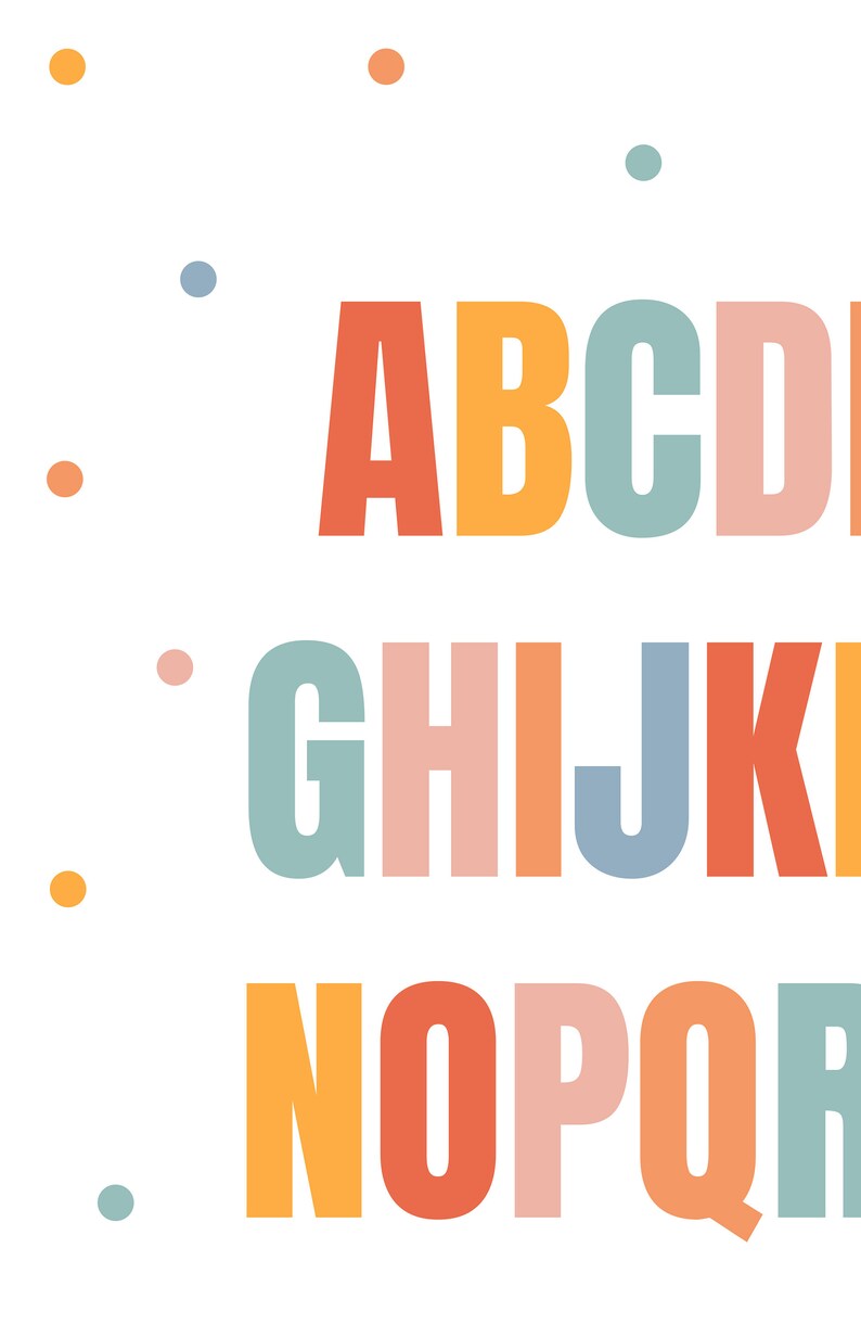 Alphabet Print Playroom Wall Art Kids Wall Art Printable Etsy