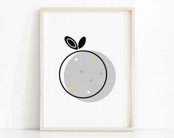 Abstract Peach Print, Fruit Kids Print, Kitchen Wall Art, Fruit Nursery Print, Minimalist Kitchen Art, Peach Poster, Kids Wall Art Printable