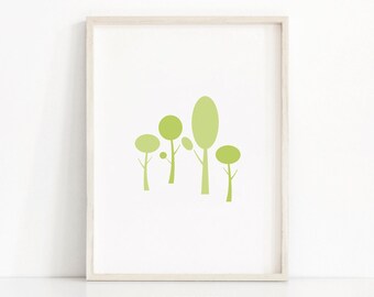 Minimalist Wall Art,  Digital Art Print,  Nature Print, Modern Forest Print,  Nature Decor, Minimalist Print,  Green Decor,  Forest Wall Art