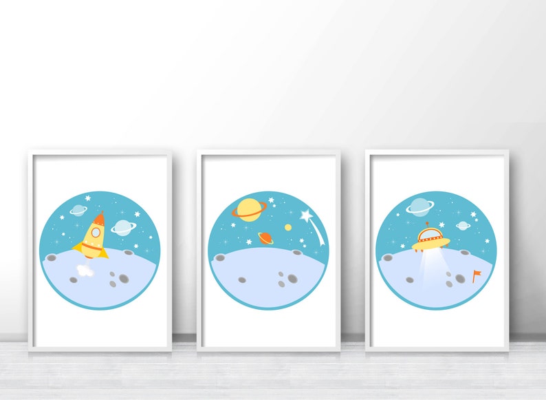 Baby Boy Nursery Wall Art, Outer Space Nursery Decor, Boys Wall Art ...