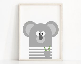 Koala Nursery Print, Animal Nursery Art, Kids Print, Digital Download, Animal Print, Wall Art Printable, Nursery Wall Art, Kids Room Decor