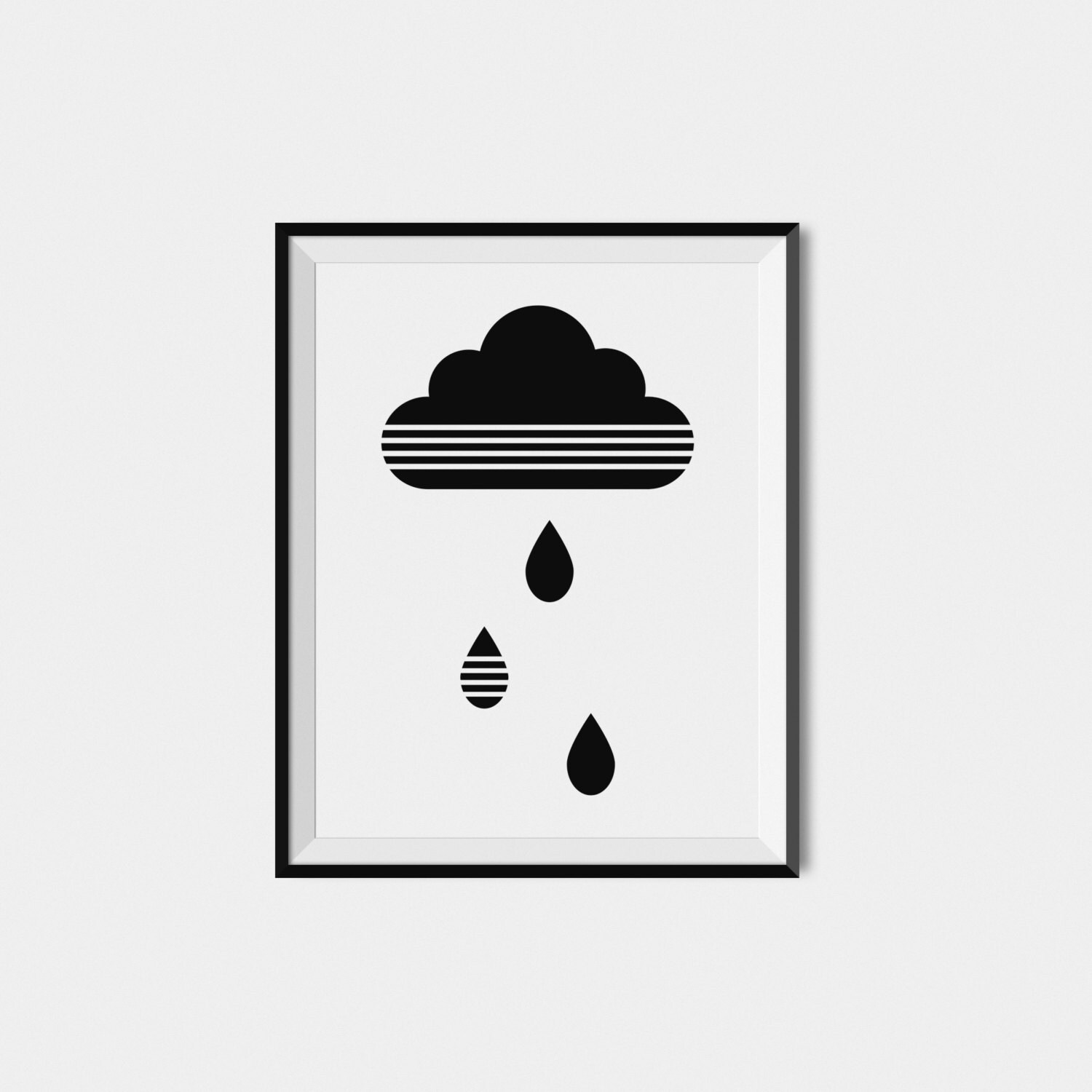 Monochrome Nursery Wall Art Print Cloud Nursery Print Kids Etsy UK