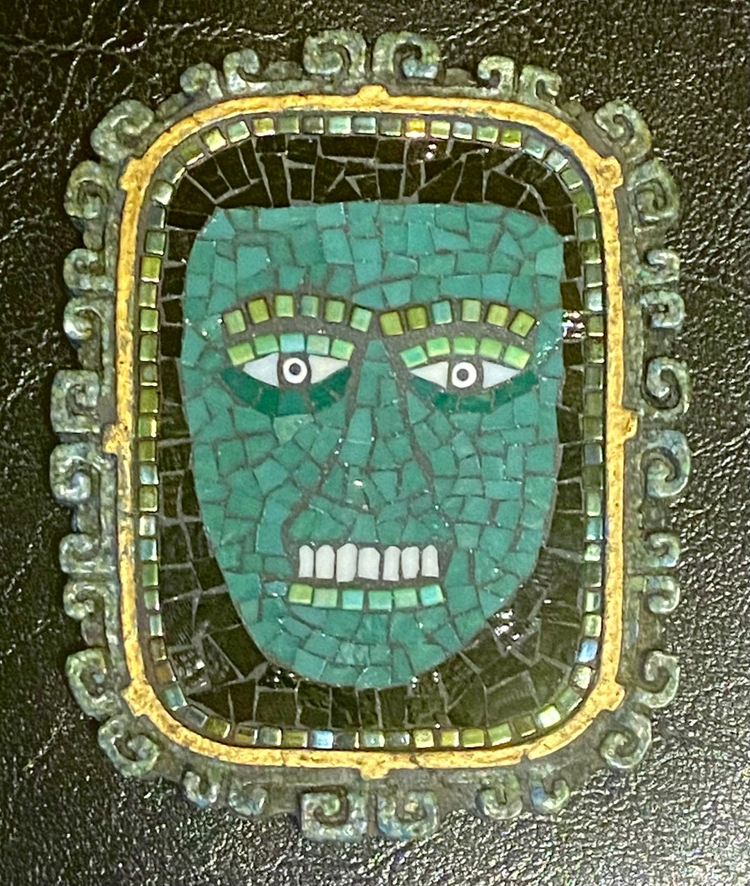 Aztec Mask: Green Glass Mosaic in Vintage Frame - Etsy