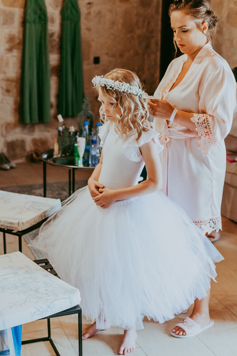 white tutu flower girl dress