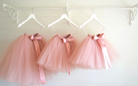 Long rose gold Tutu Flower Girl Dress 