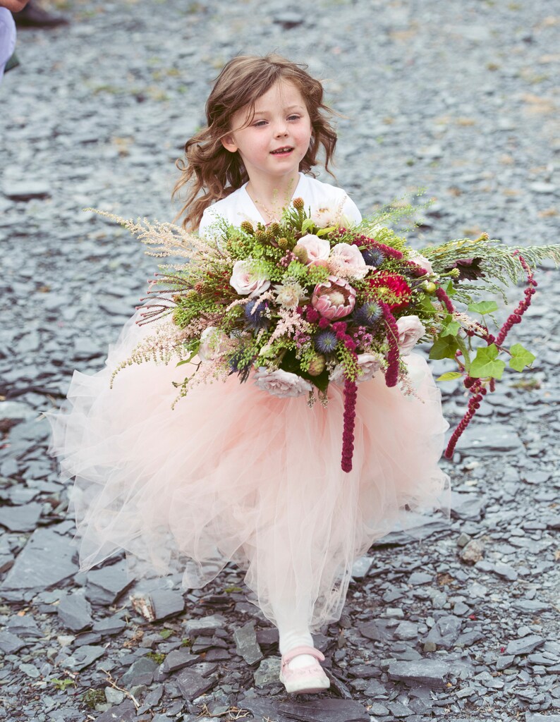 Flower girl nude tulle tutu skirt flower girl dress wedding | Etsy
