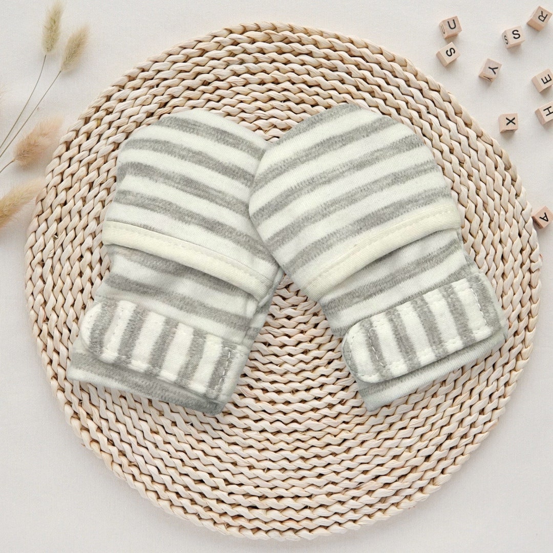 Infant Velcro Scratch Mittens/eczema Relief Mittens/newborn Sensory Stripes Mittens/skin