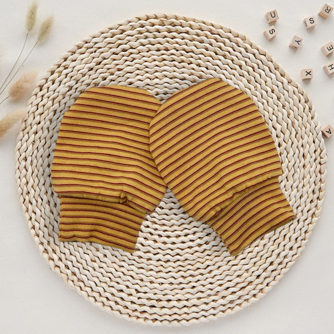 No Scratch Golden Stripes Infant Mittens Cotton Mitts /newborn